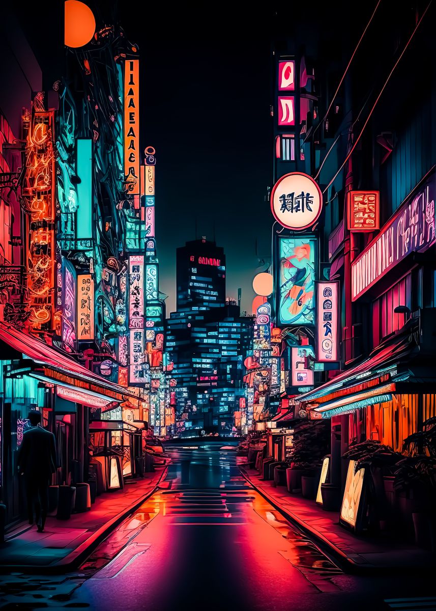 'Tokyo Japanese Street' Poster, picture, metal print, paint by 5Fine ...