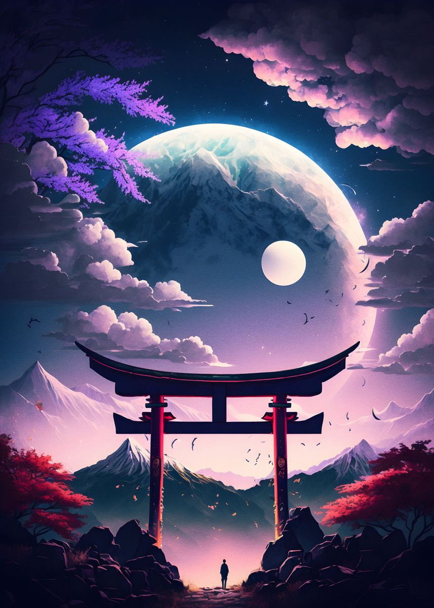 'Beautiful moonlight japan' Poster by Muhammad Irsan | Displate