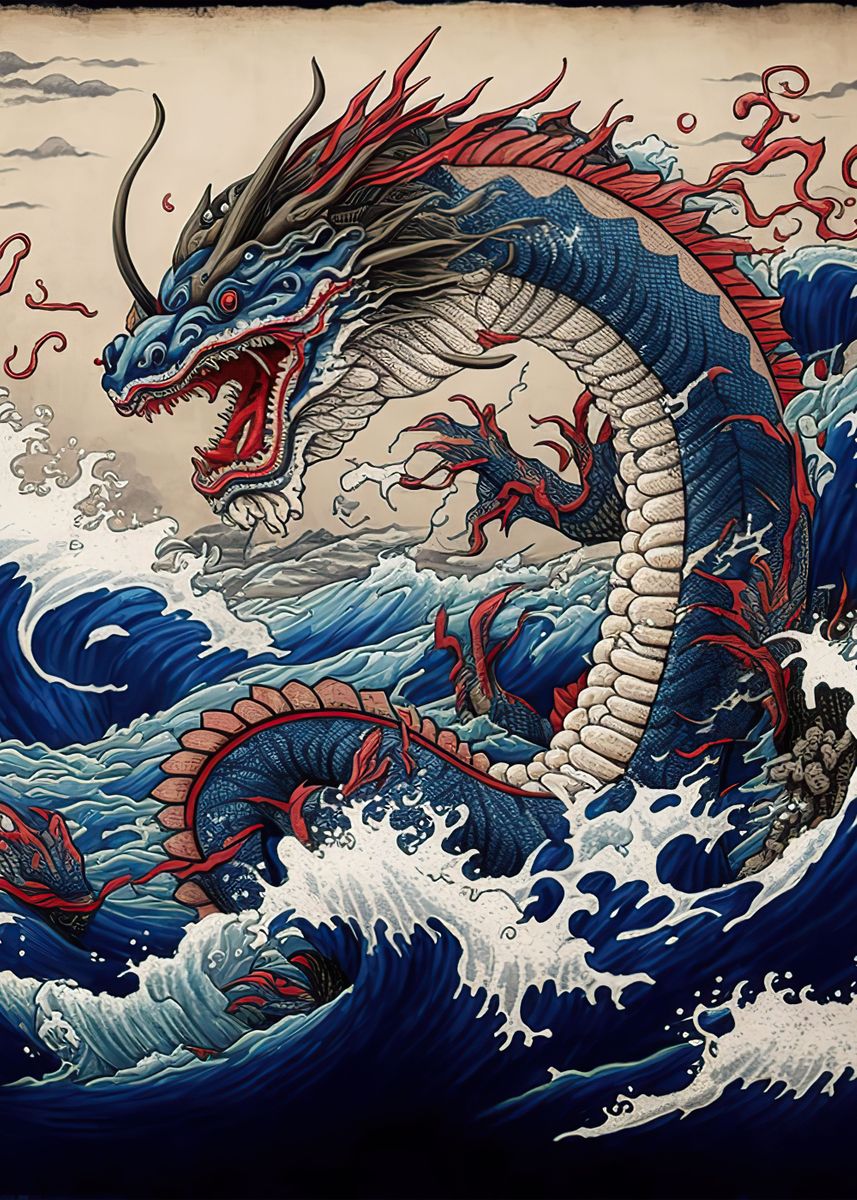 'Dragon Off Kanagawa' Poster, picture, metal print, paint by lauren ...