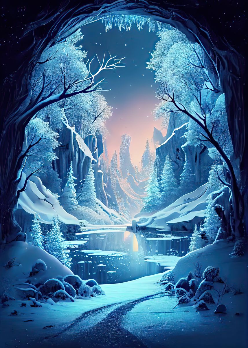 'Fantasy Winter Forest' Poster, picture, metal print, paint by NIZAM ...