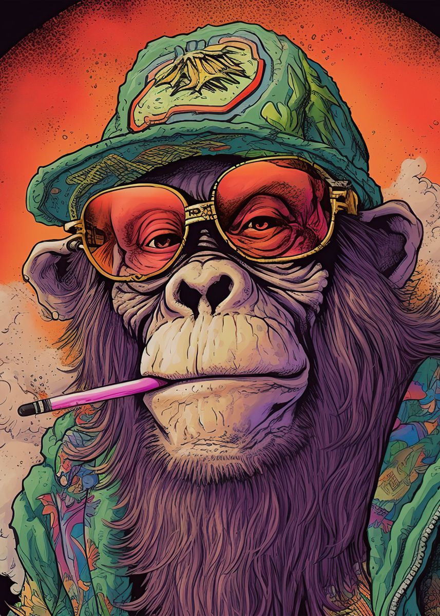 'Marijuana monkey' Poster, picture, metal print, paint by Atlas Mcguire ...