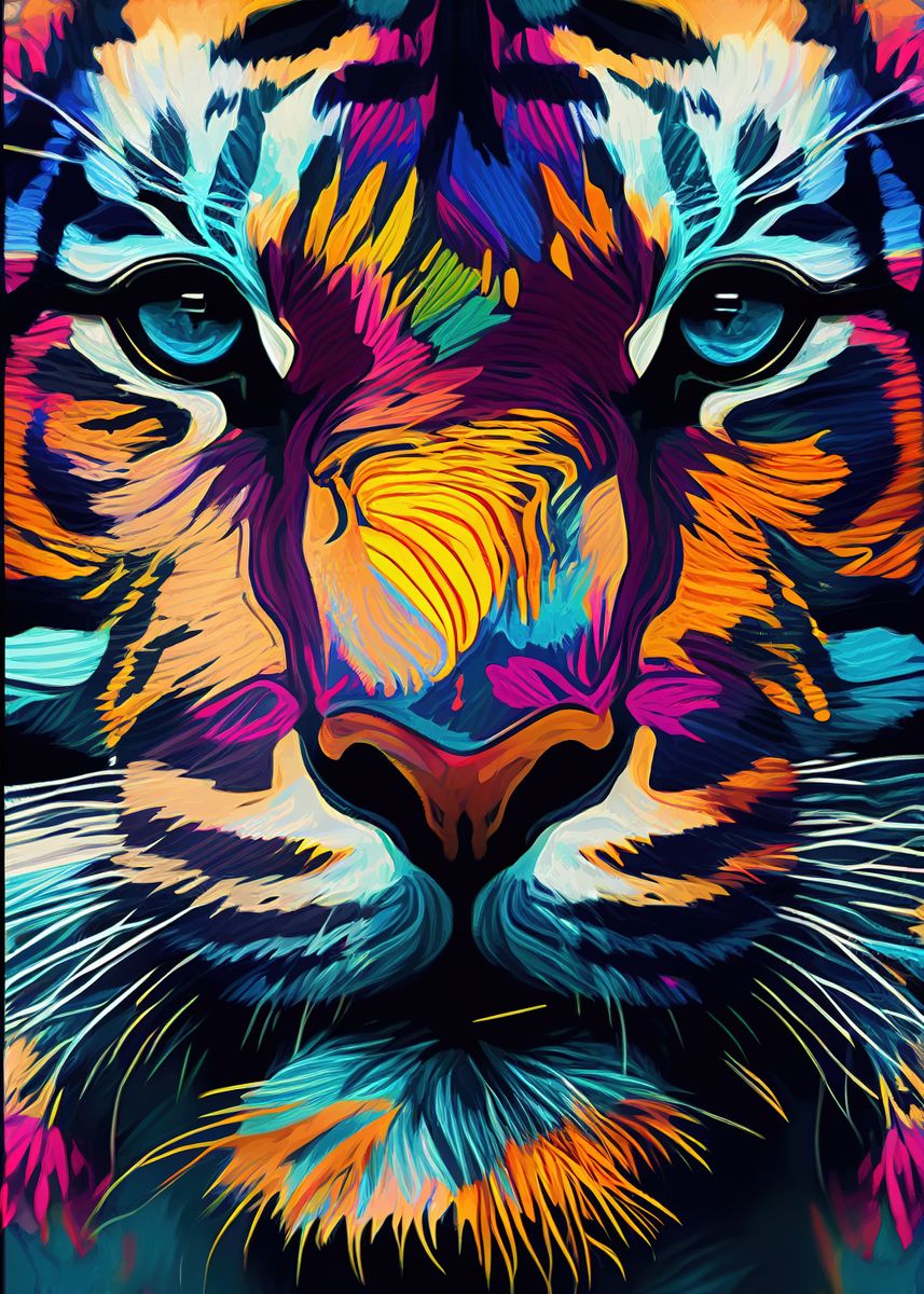'Colorful Tiger Animals' Poster by Whimsical Animals | Displate