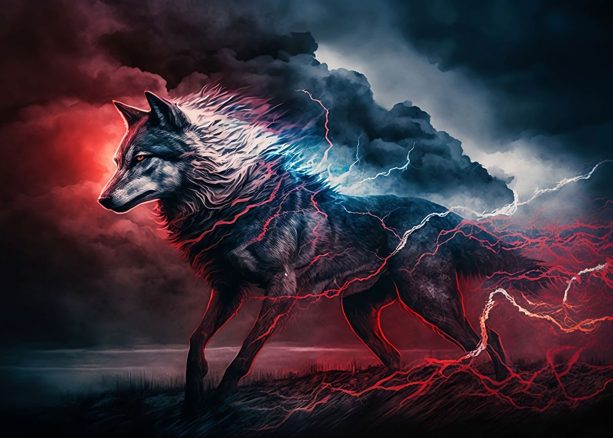 'Lightning Wolf' Poster by professionaldesigns Displate