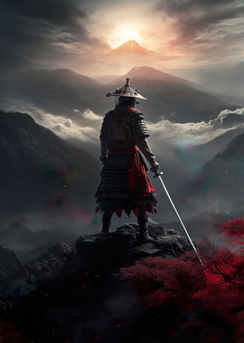 'Samurai evening mist' Poster, picture, metal print, paint by ...