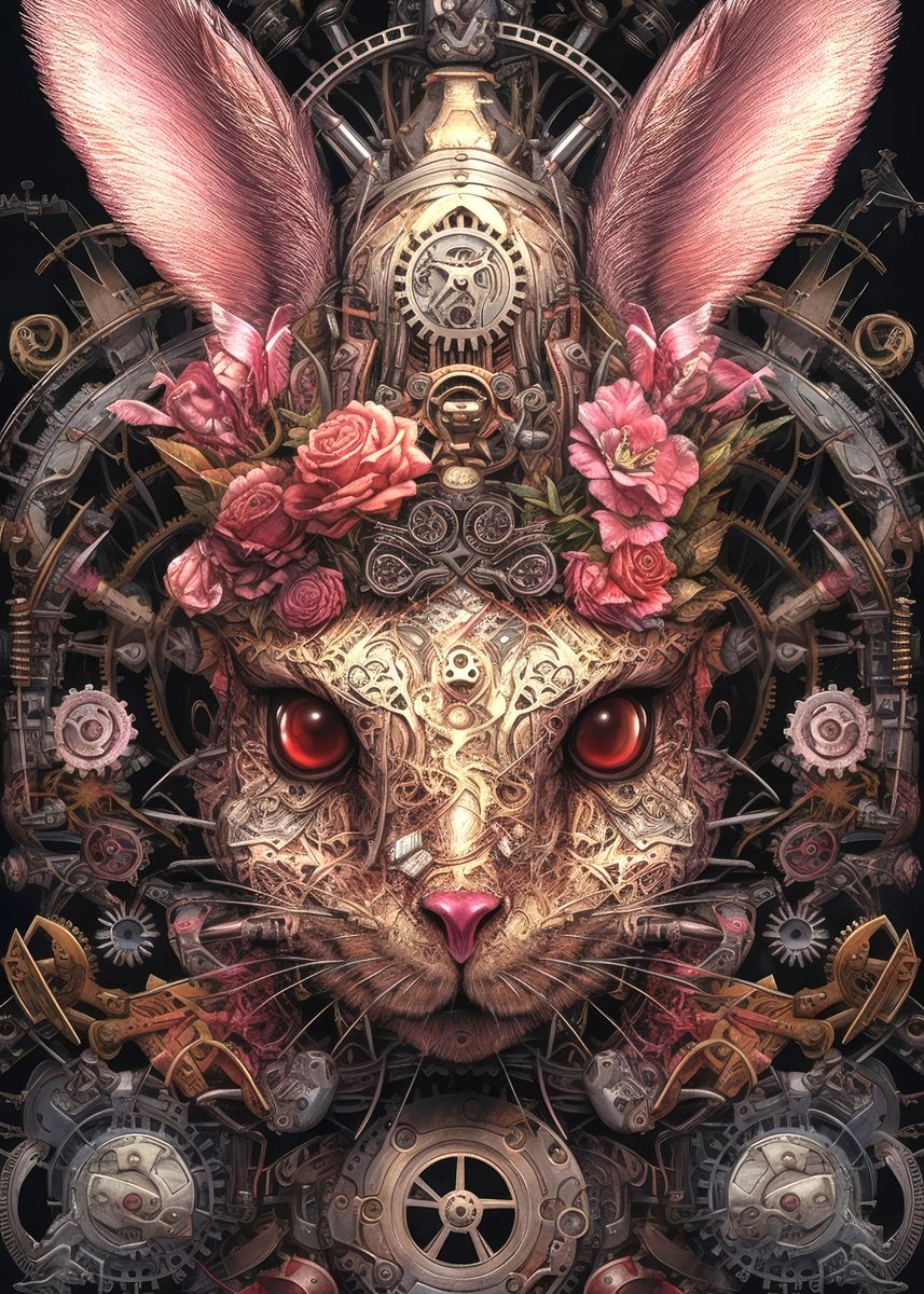 'Biomechanical Rabbit 1' Poster by Digital Punishment | Displate