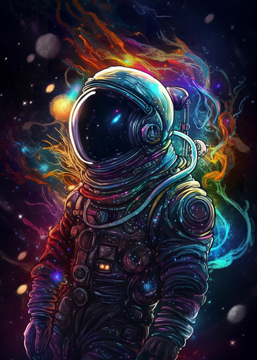 'Colorful Astronaut' Poster, picture, metal print, paint by MaluBobo ...