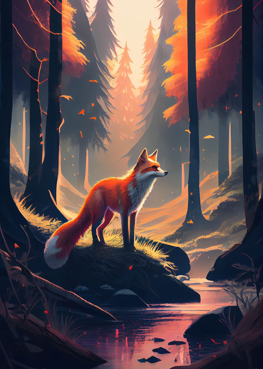 'Fox Forest Animal' Poster, picture, metal print, paint by DecoyDesign ...