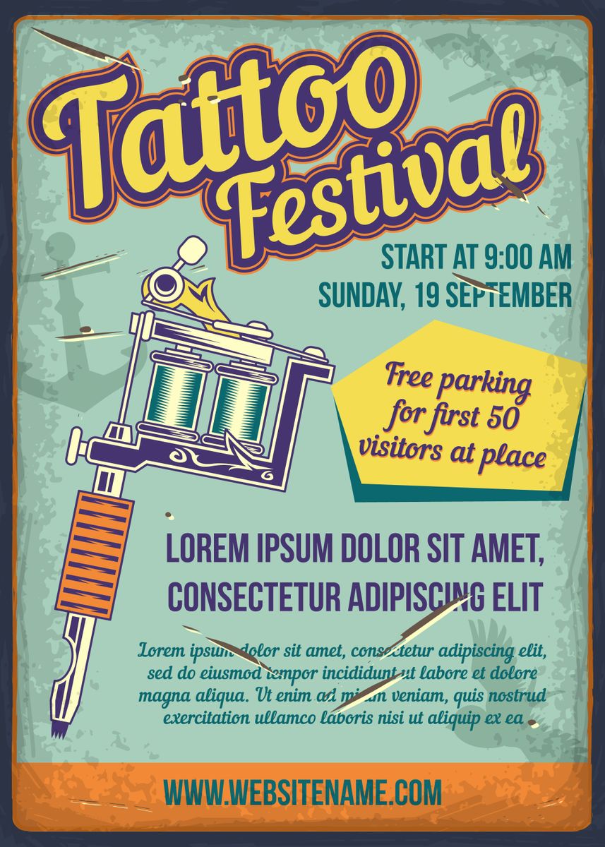 'Vintage Tattoo Festival' Poster by 3am Displate