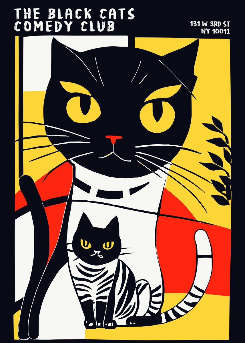 'black Cats Comedy Club' Poster, Picture, Metal Print, Paint By 