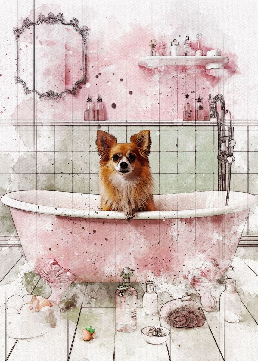 'Funny Dog Bathroom' Poster by kun bin Displate
