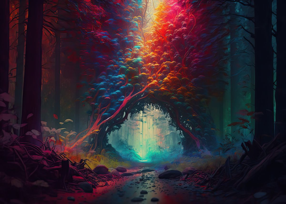 'Rainbow Forest' Poster by Guillaume Pingard Displate