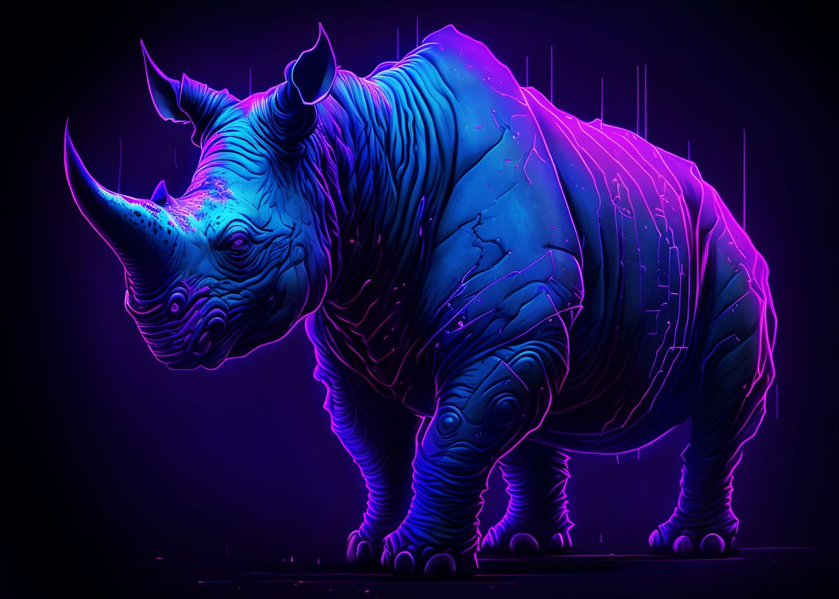 'Cyberpunk Rhino' Poster by Patrick Geiss | Displate