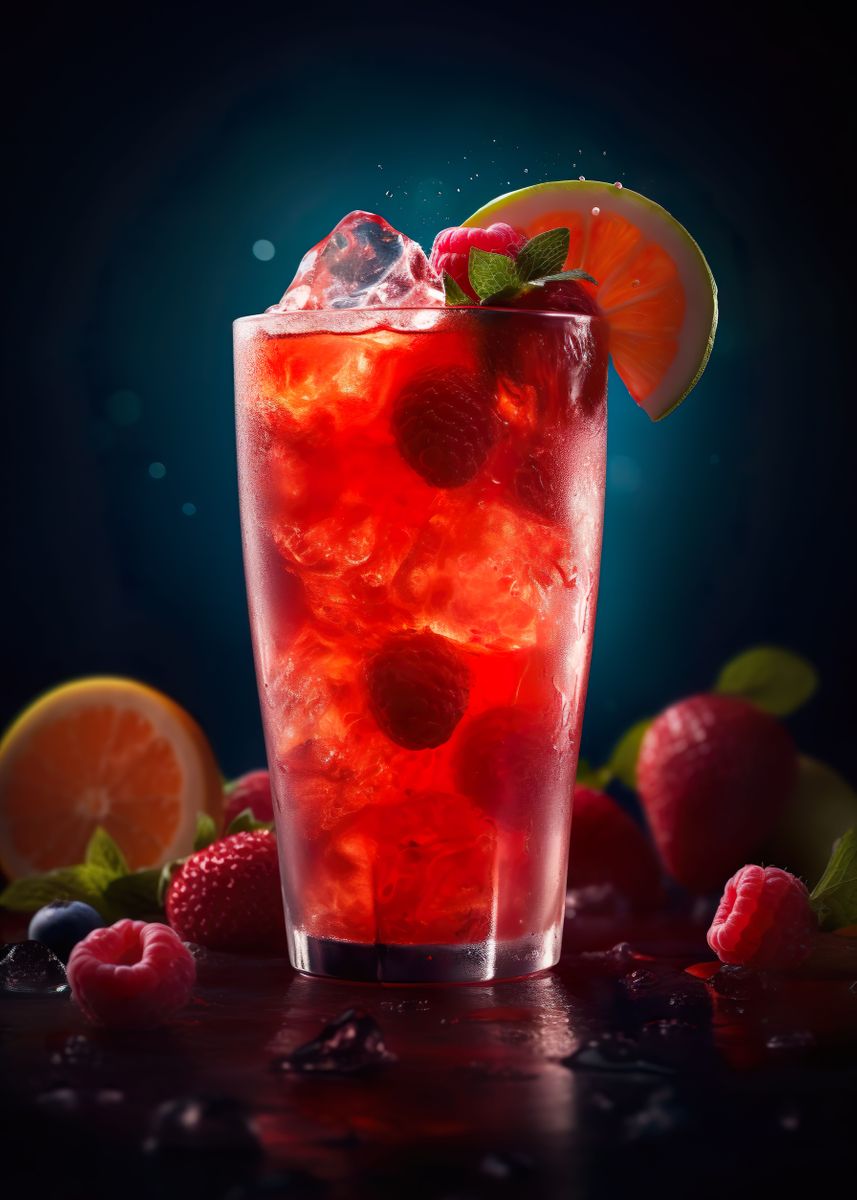 'Strawberry cocktail' Poster, picture, metal print, paint by ...