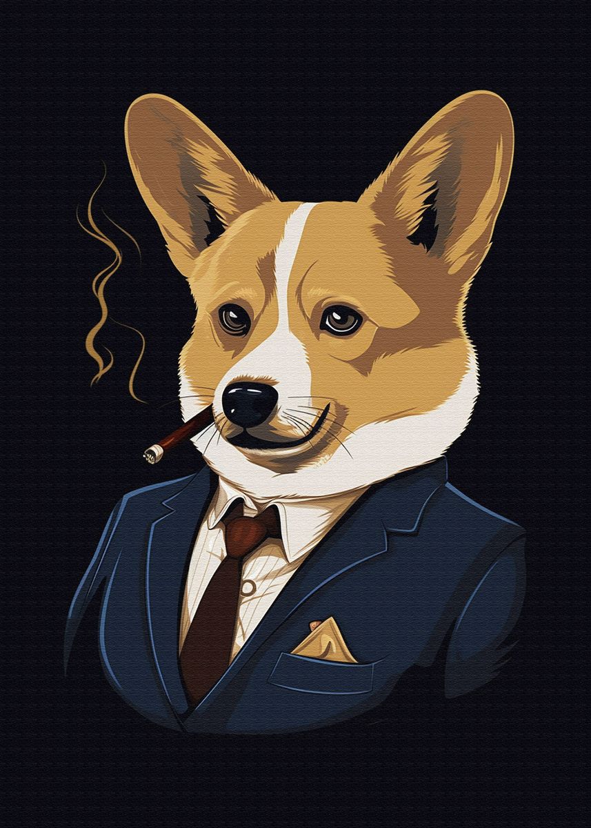 Cute Corgi Gaming' Poster, picture, metal print, paint by Michael I. Organ