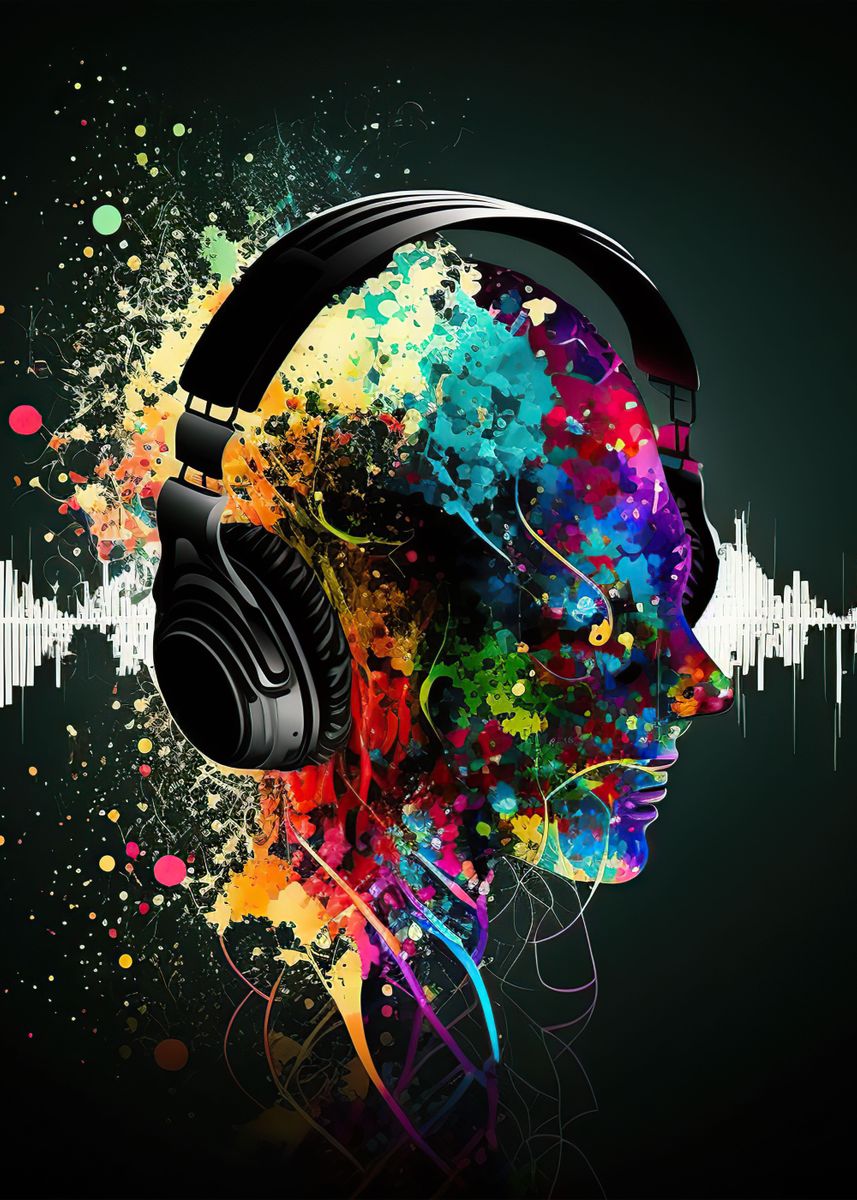 'Headphones music' Poster, picture, metal print, paint by Childs Space ...