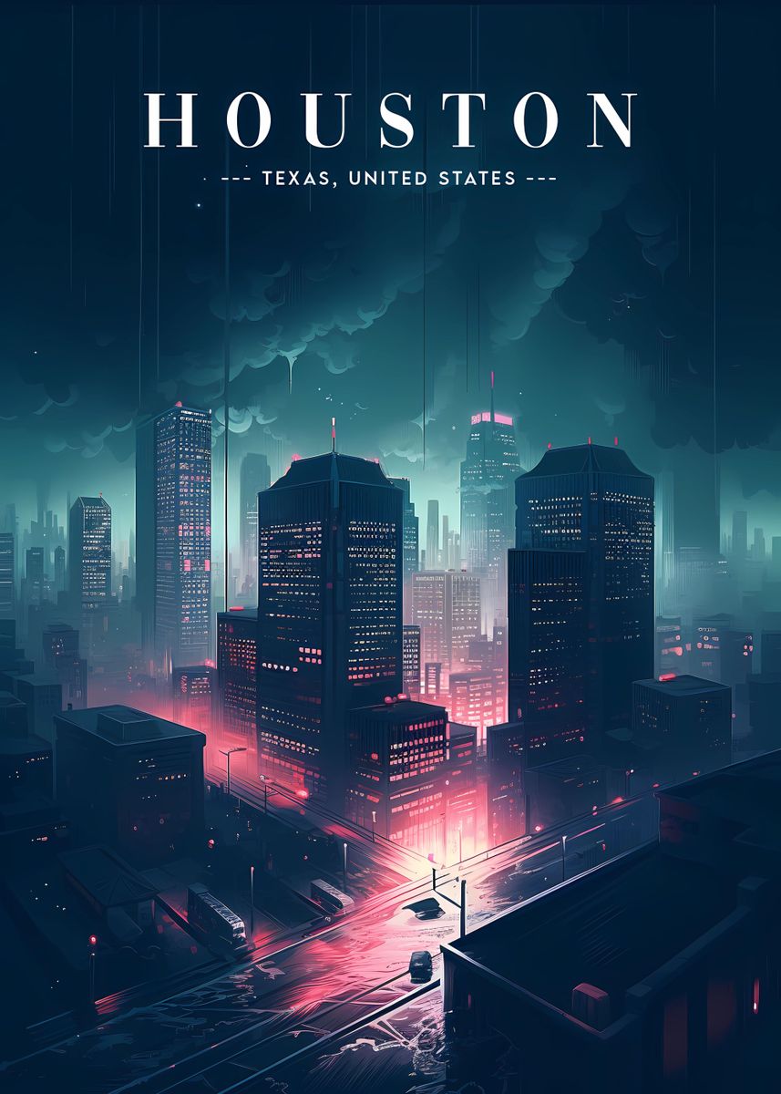 'Houston Skyline cityscape' Poster by Parker World Displate