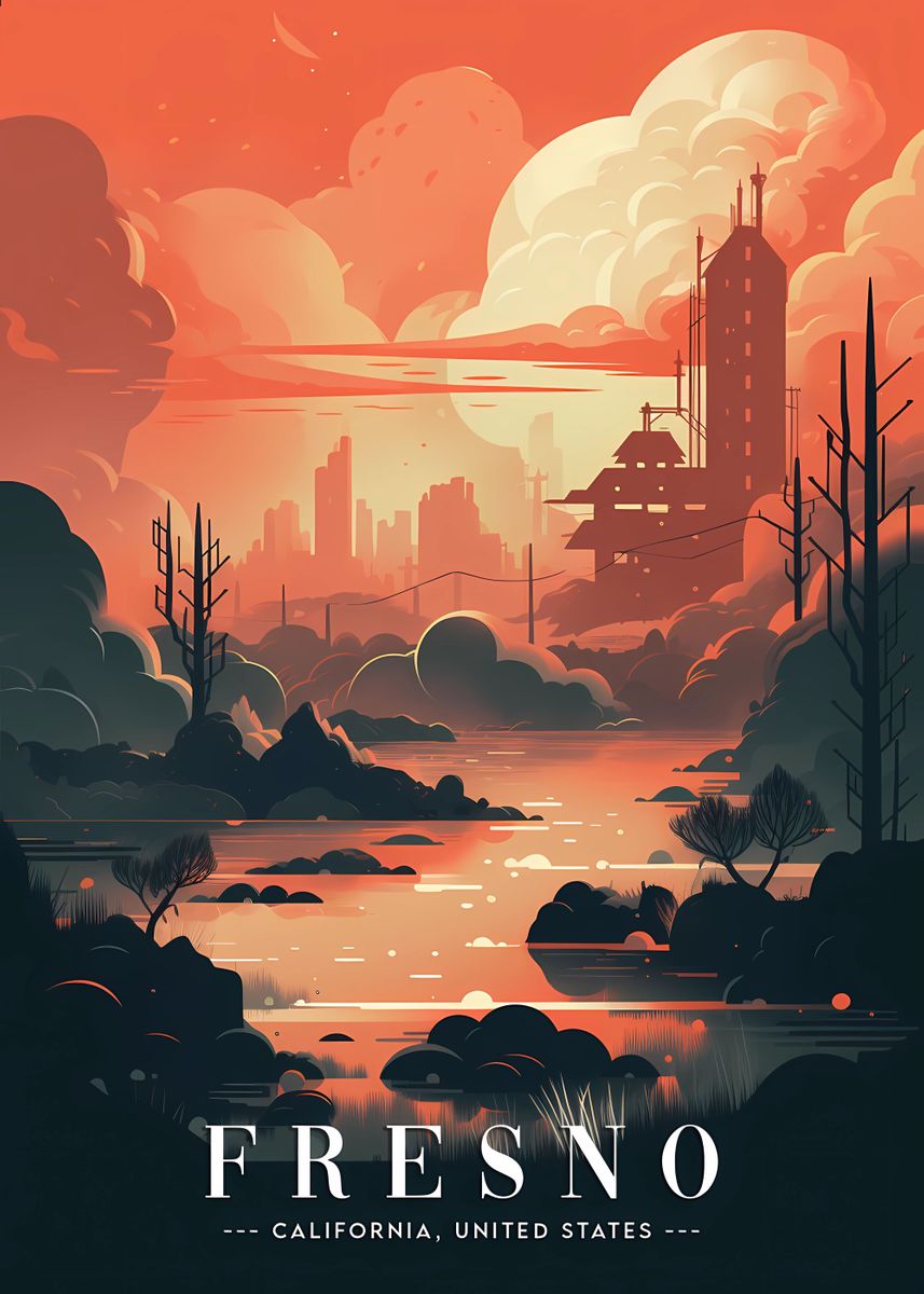 'Fresno City skyline' Poster by Parker World Displate