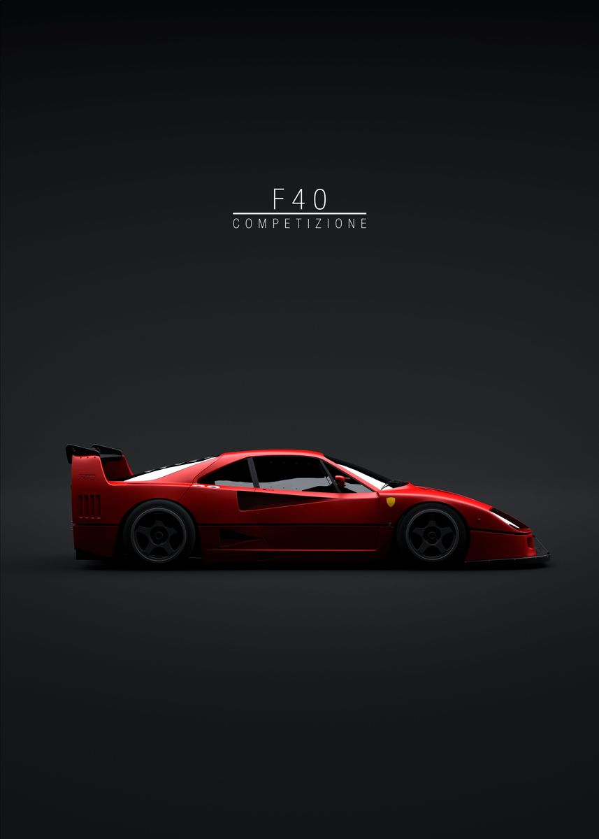 Ferrari F40 white modern style poster desings minimalistic home