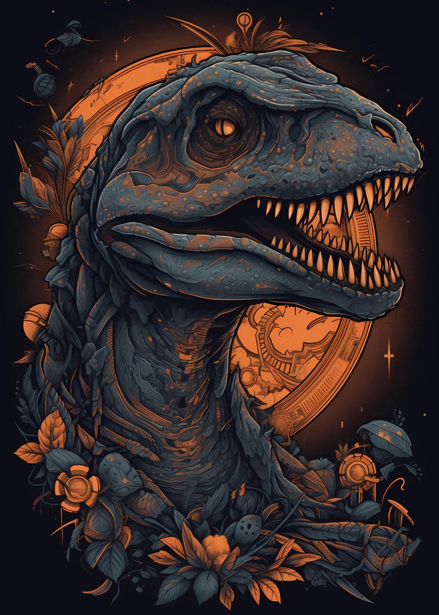 Allosaurus Dinosaur Red Poster By Daxen Nairy Displate