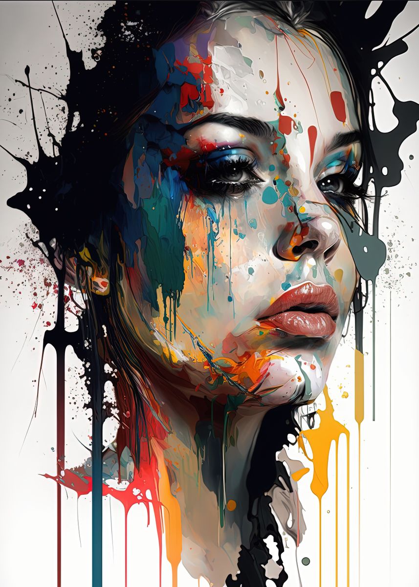 'Paint Drip Woman Beauty' Poster, picture, metal print, paint by ...