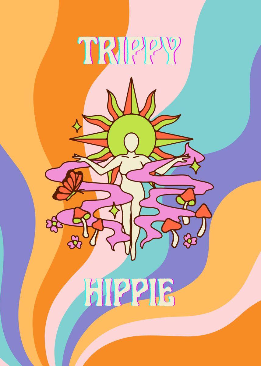 'Psychedelic Trippy Hippie ' Poster, picture, metal print, paint by ...