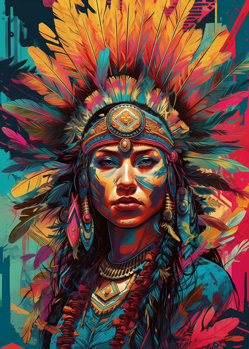 'Native American Woman ' Poster, picture, metal print, paint by AI and ...