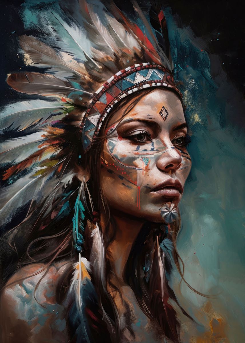 'Native Indigenous Woman' Poster, picture, metal print, paint by ...