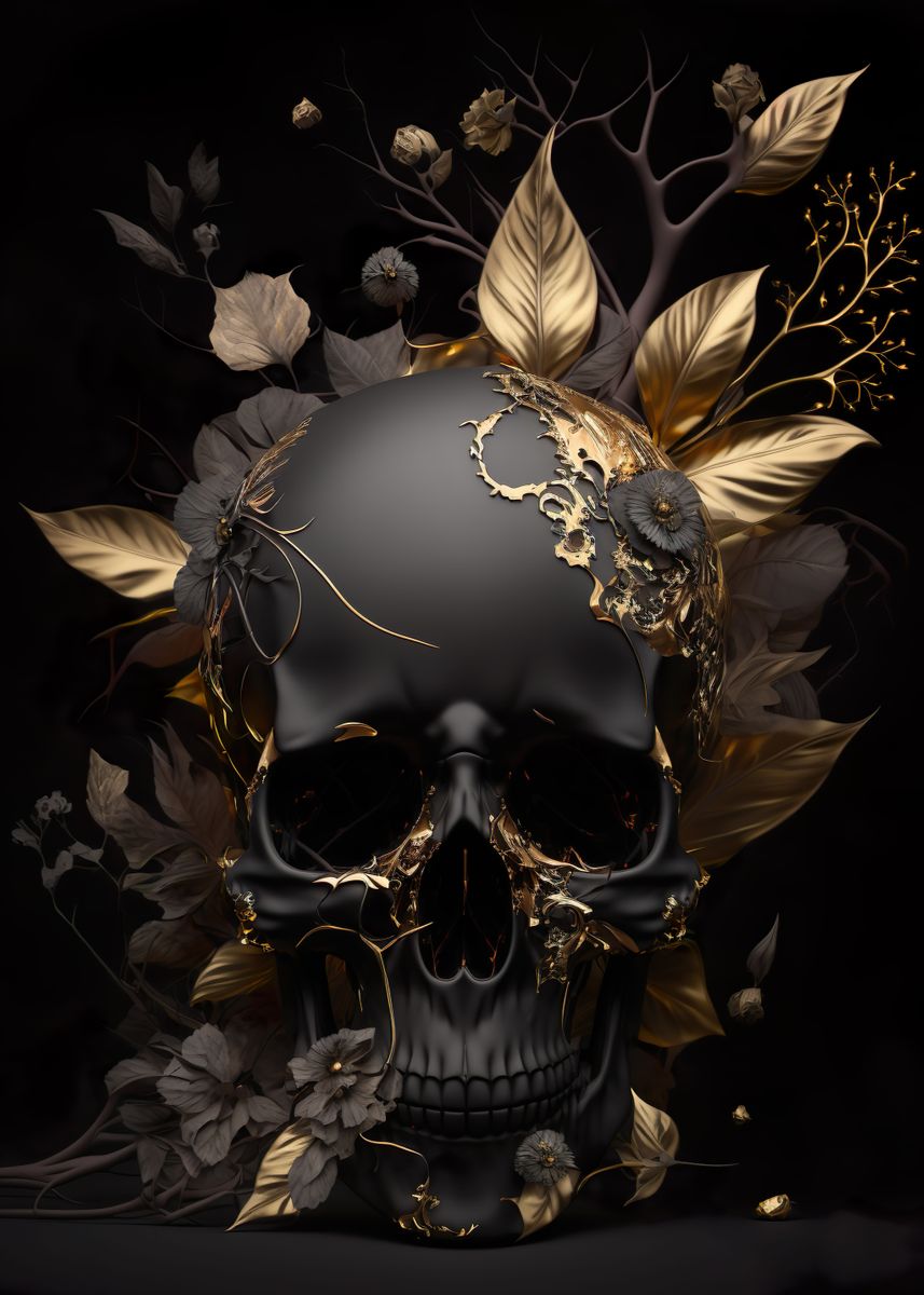 Elegant black background with gold flowers.  Poster for Sale by  LourdelKaLou