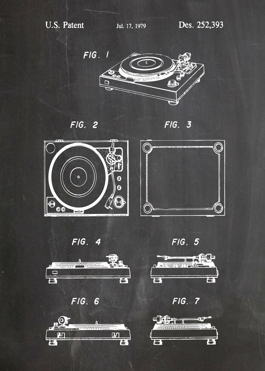 'Vinyl record player patent' Poster by Designersen | Displate