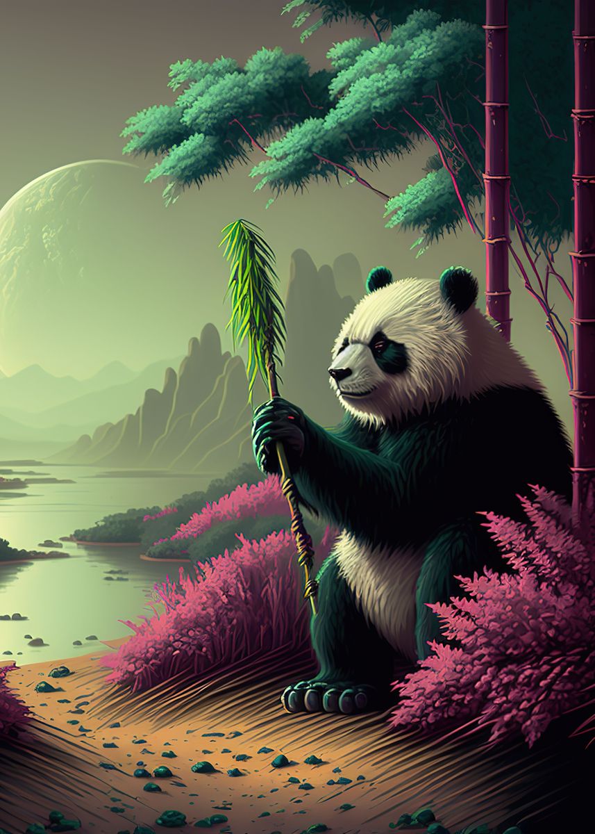 'panda bamboo japan ' Poster by I Love Displate  | Displate