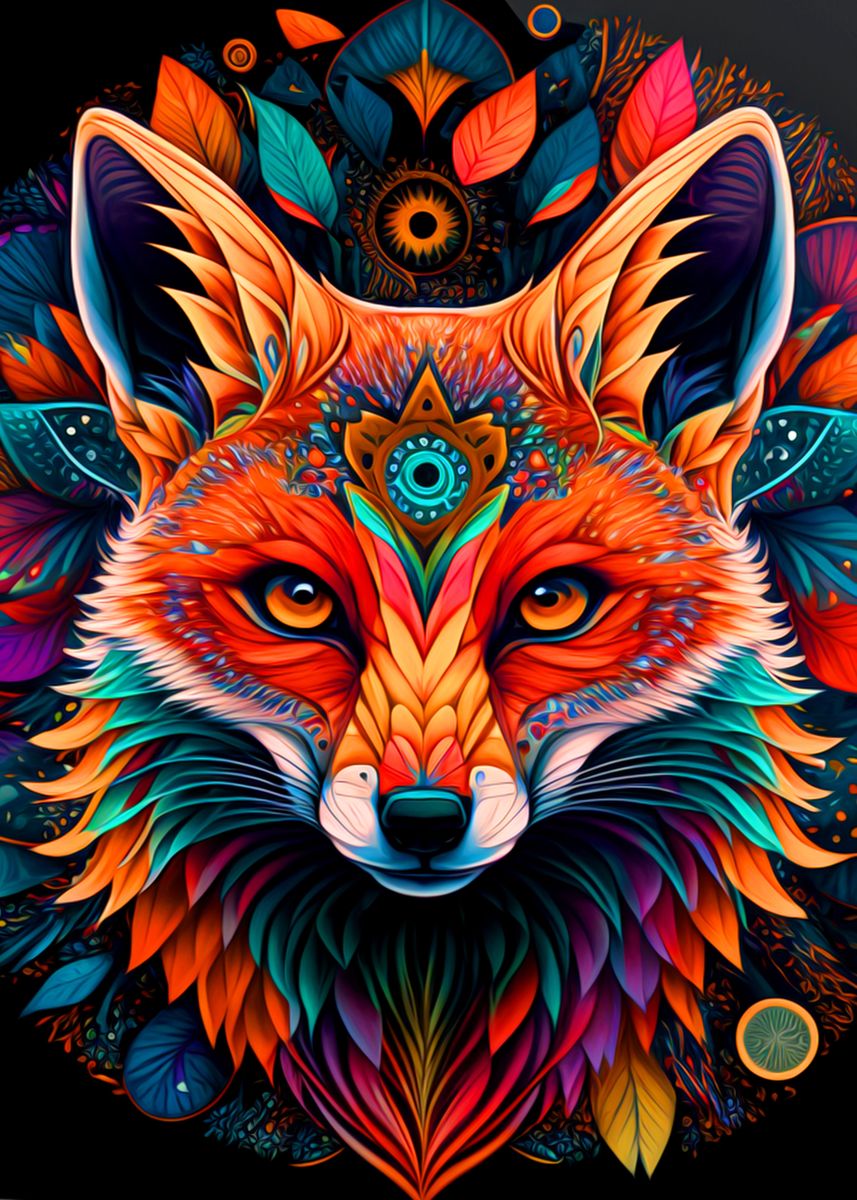 'Colorful Fox' Poster by Annie Mcman | Displate