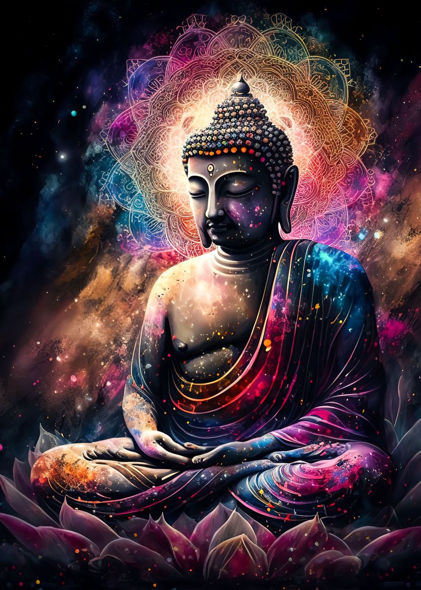 'Buddha Beside Lotus' Poster, picture, metal print, paint by NeoRowe ...