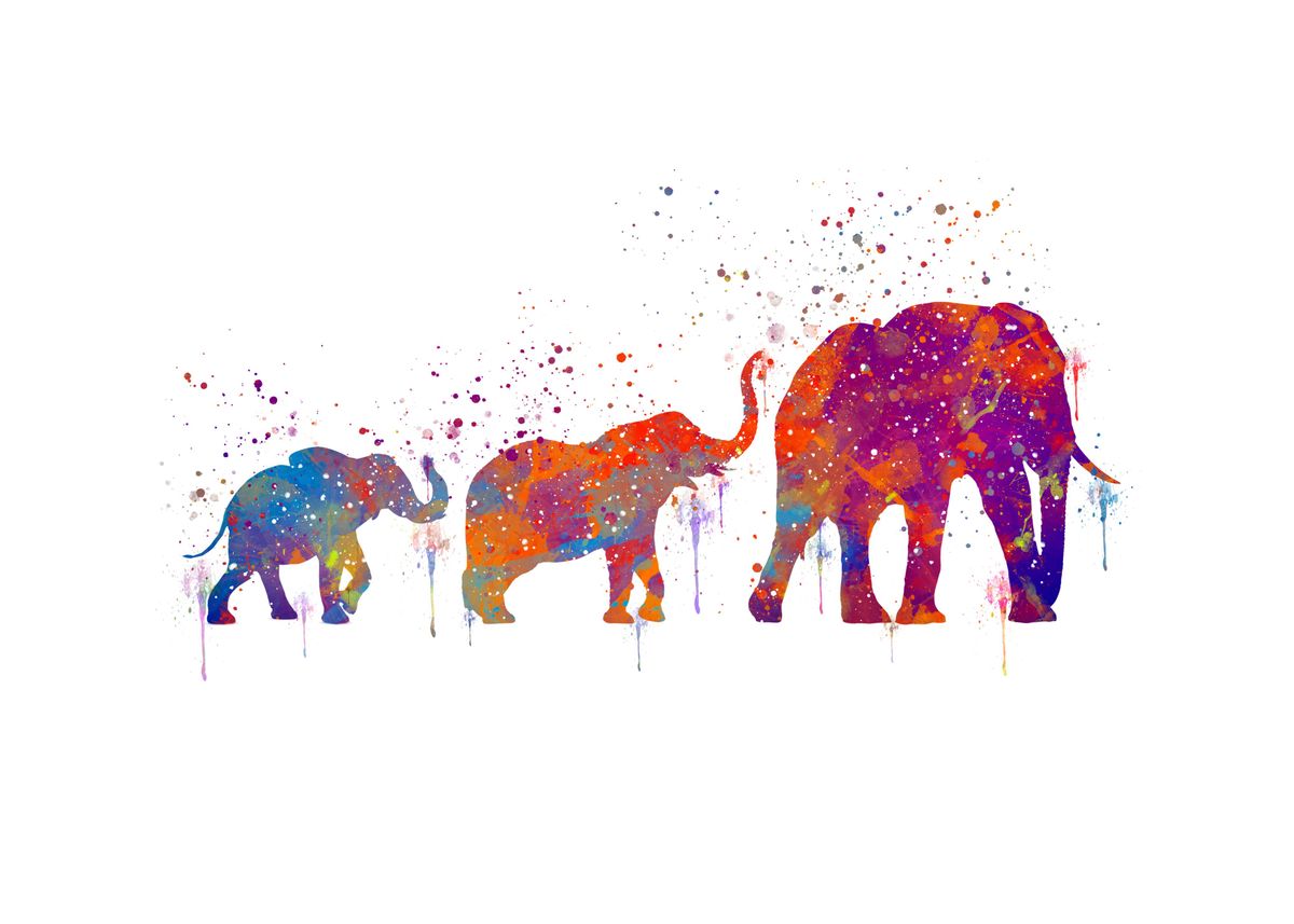 'ELEPHANT FAMILY' Poster by MAD DOG | Displate