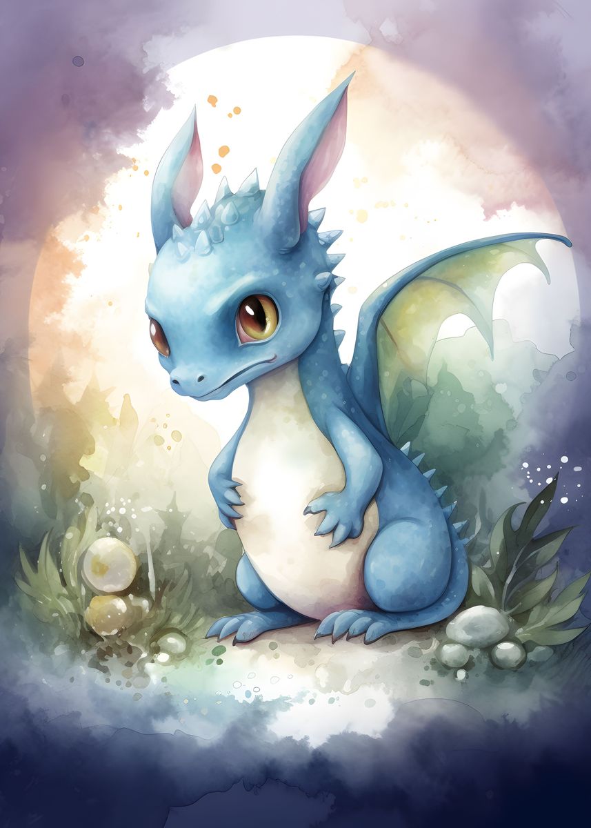 'Cute big eyes Dragon' Poster by CheTatanka  | Displate