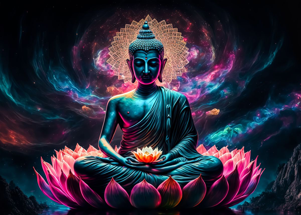 'Buddha Beside Lotus' Poster by NeoRowe  | Displate