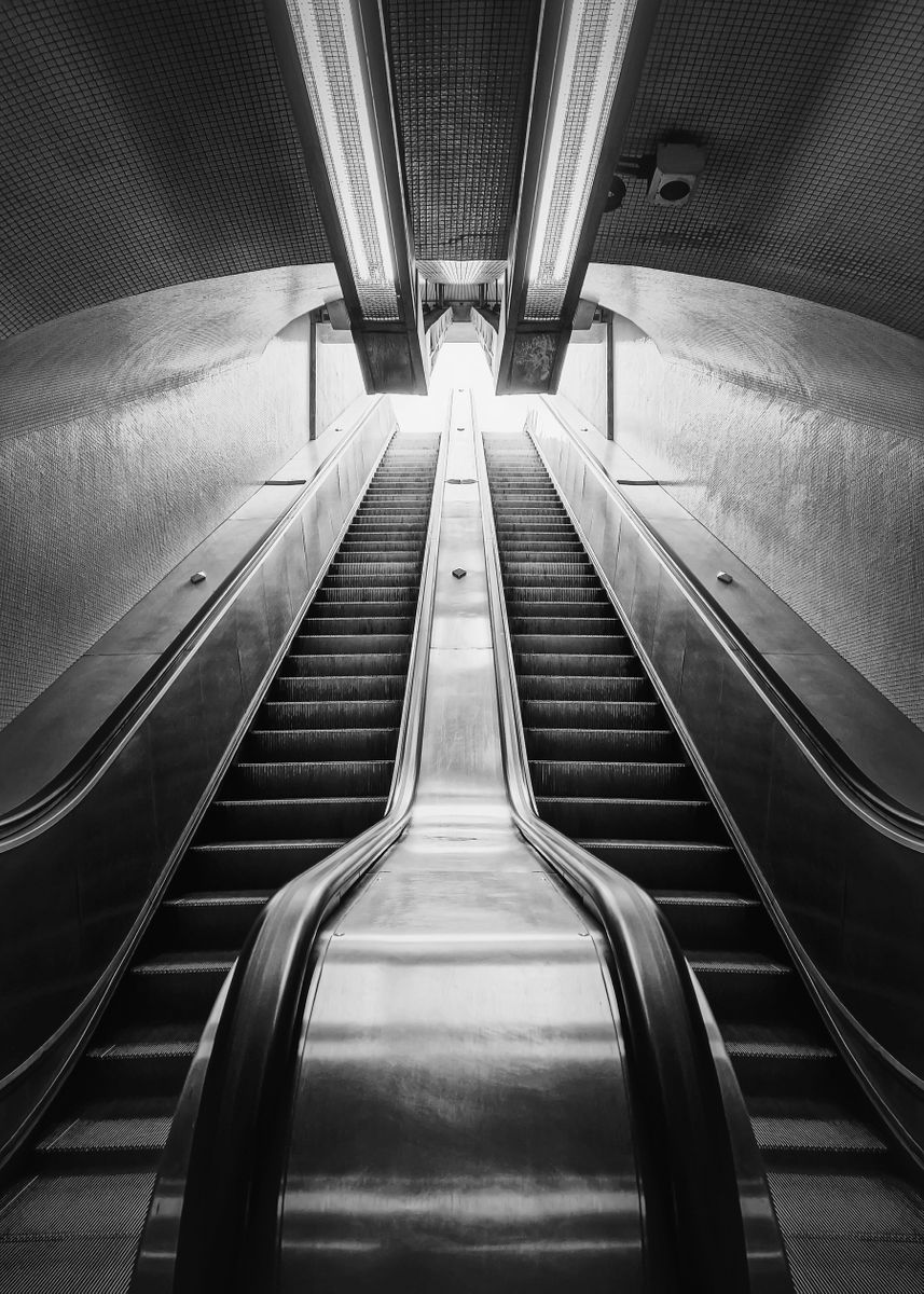 'Subway escalator' Poster by PsychoShadow | Displate