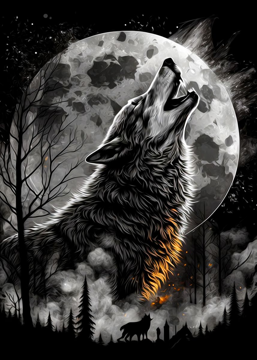 'Fantasy Wolf' Poster, picture, metal print, paint by Romos Xavi | Displate