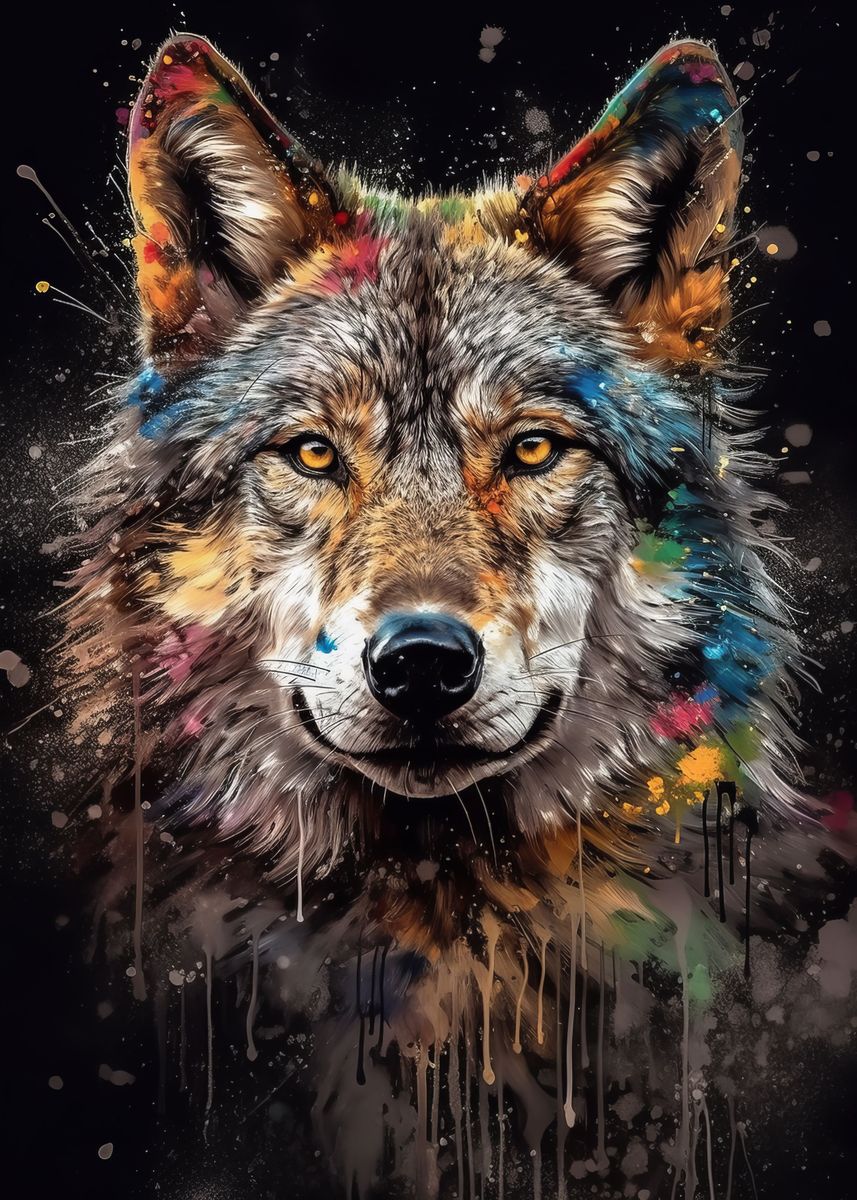 'Wolf painting' Poster, picture, metal print, paint by Karolina ...