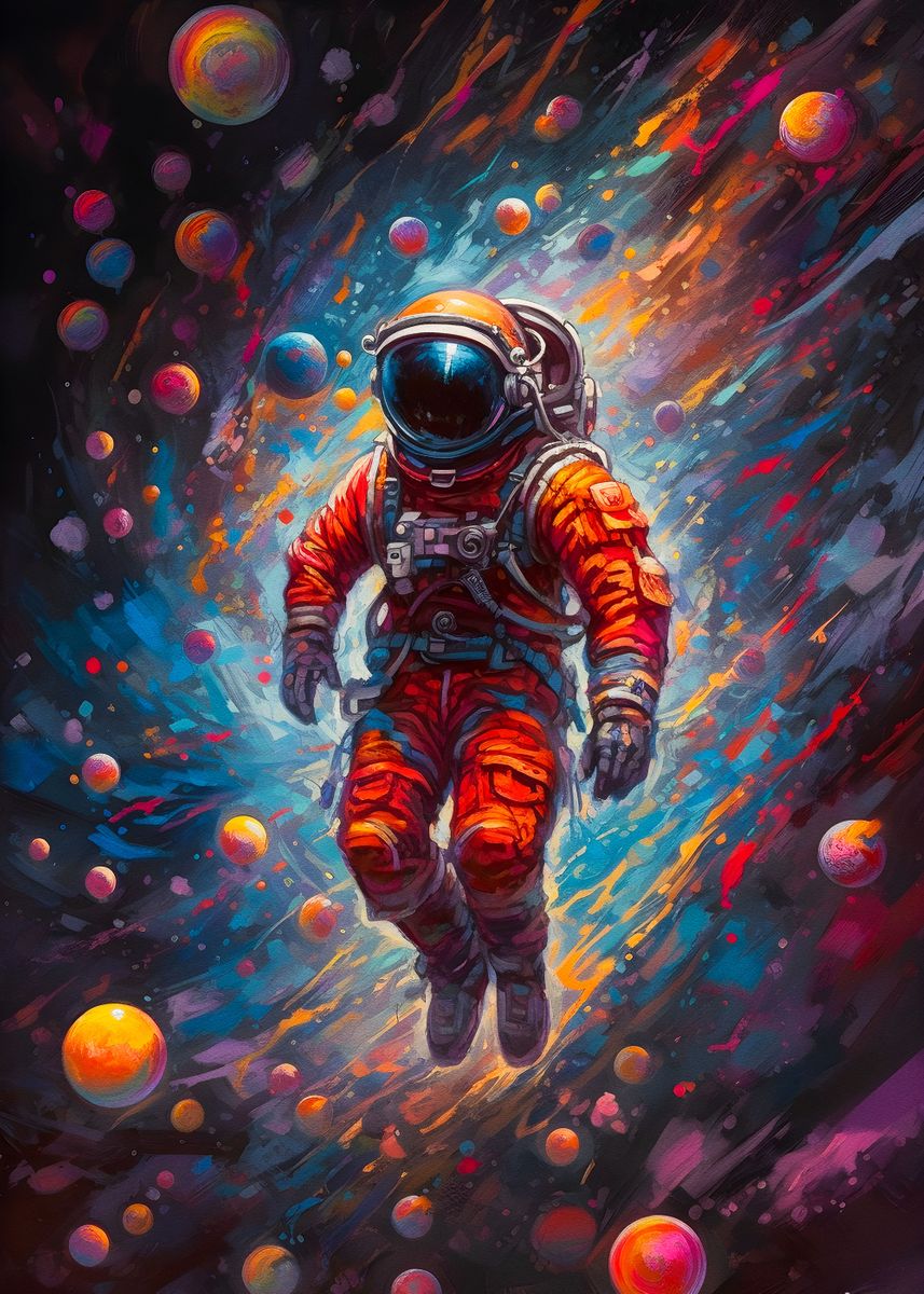 'Astronaut Floating Space' Poster, Picture, Metal Print, Paint By ...