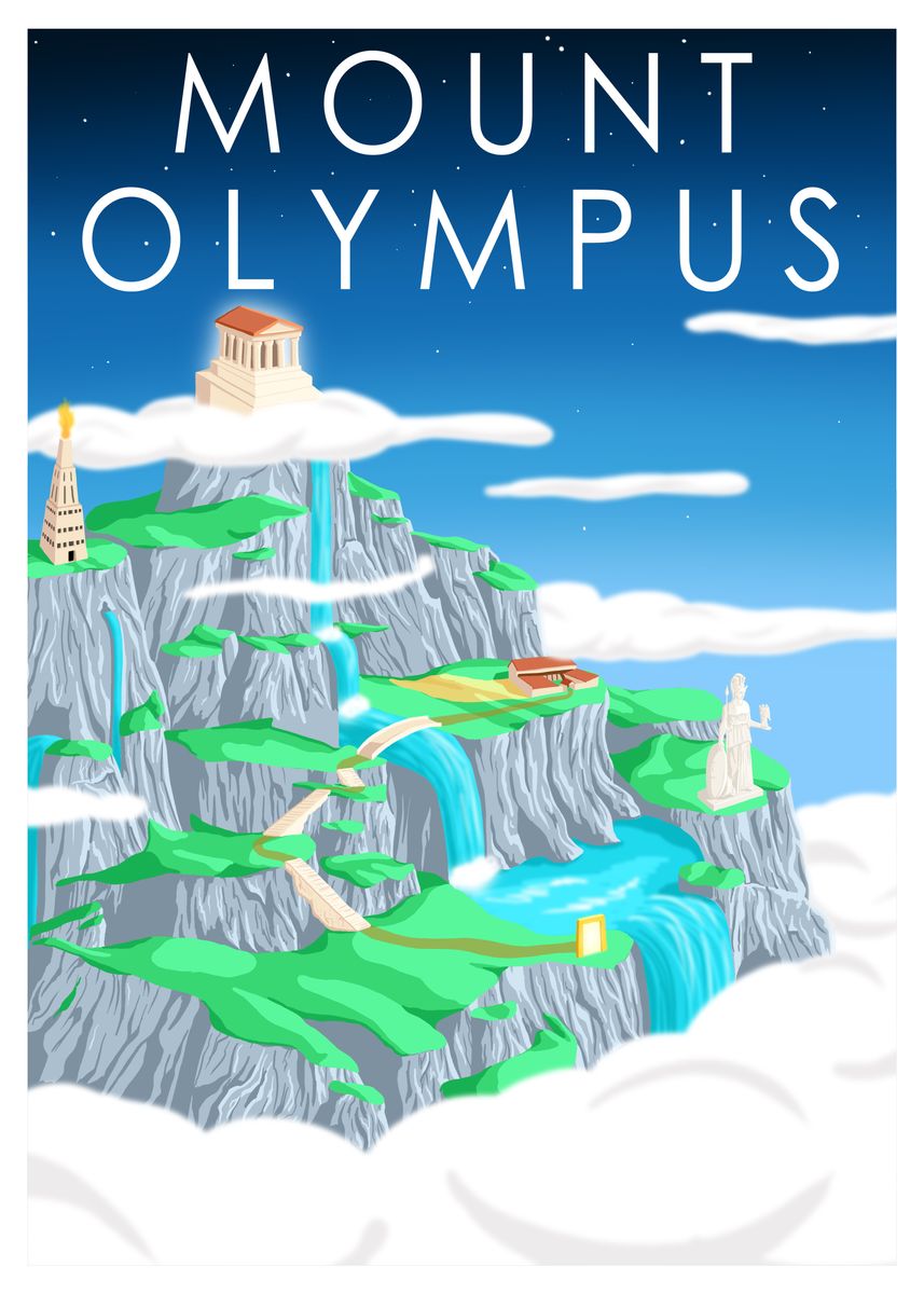 'Mount Olympus' Poster, picture, metal print, paint by OmegaArt | Displate