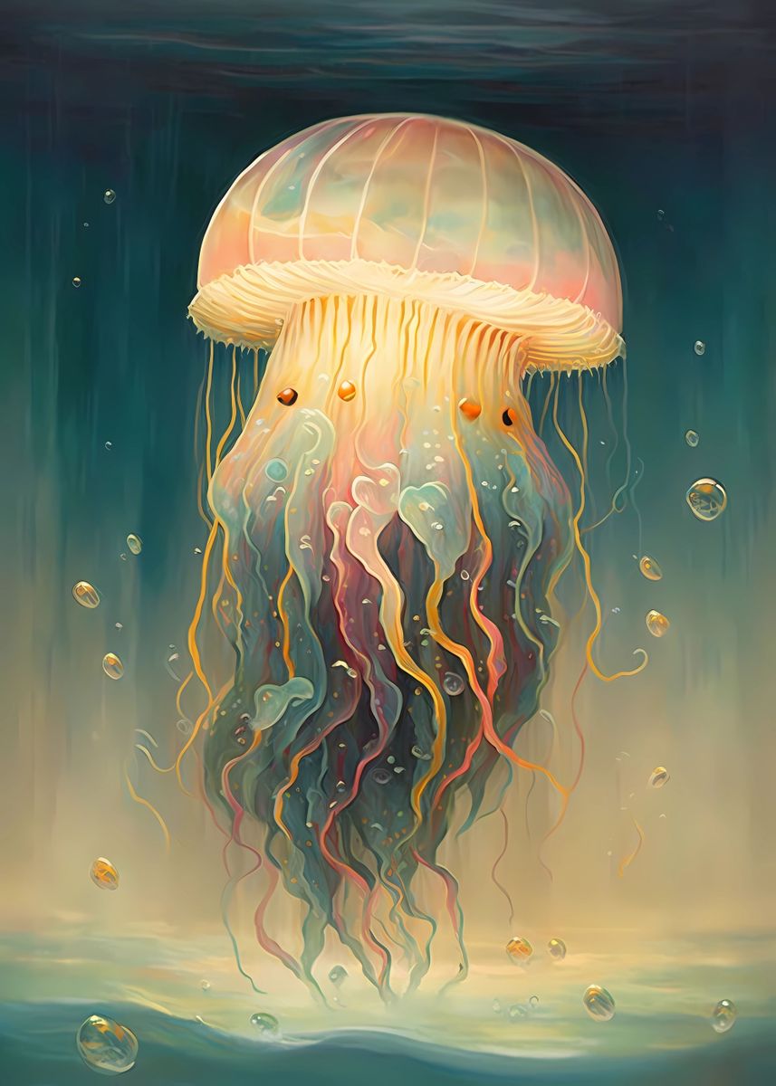 'Jellyfish Fairy tale world' Poster, picture, metal print, paint by ...