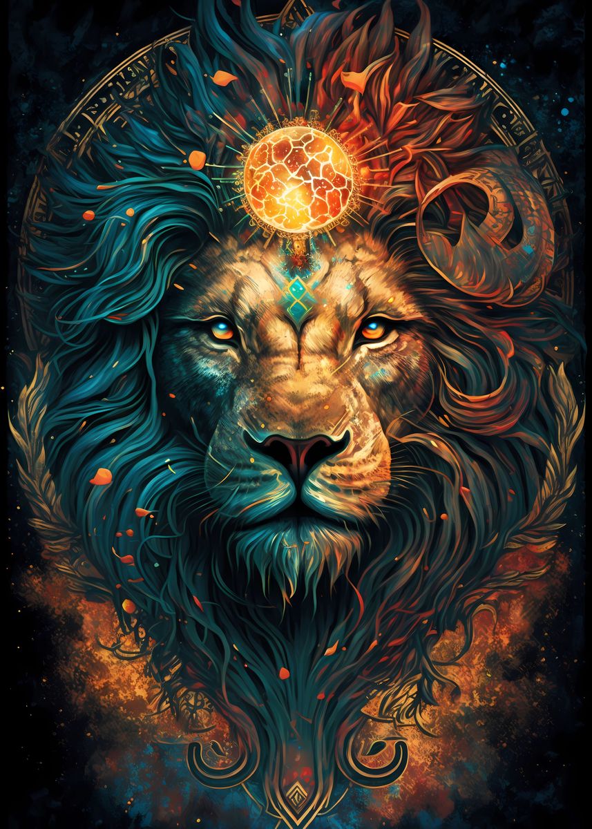 'Lion Enchanted universe' Poster by Romina Shelby | Displate