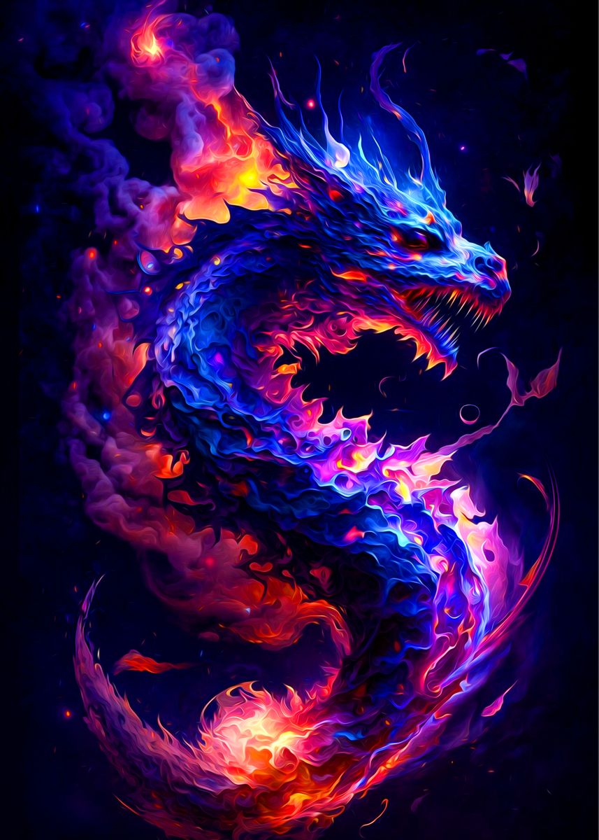 'Dragon' Poster, picture, metal print, paint by Tiker Arts | Displate