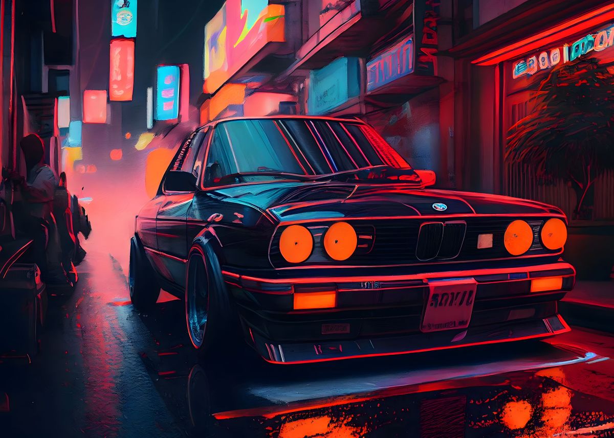 ‘Neon BMW E30 M3’ Poster by Alexandros | Displate