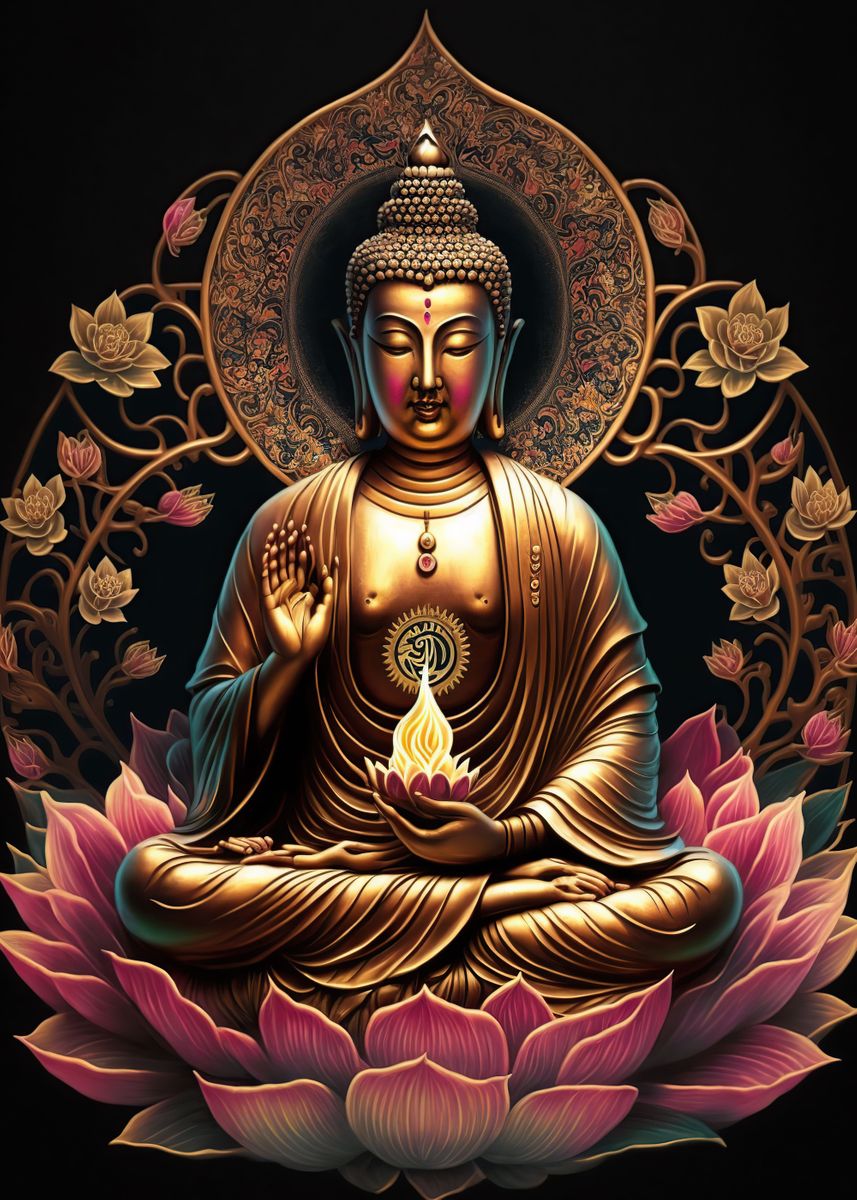 'Buddha Beside Lotus' Poster, picture, metal print, paint by NeoRowe ...