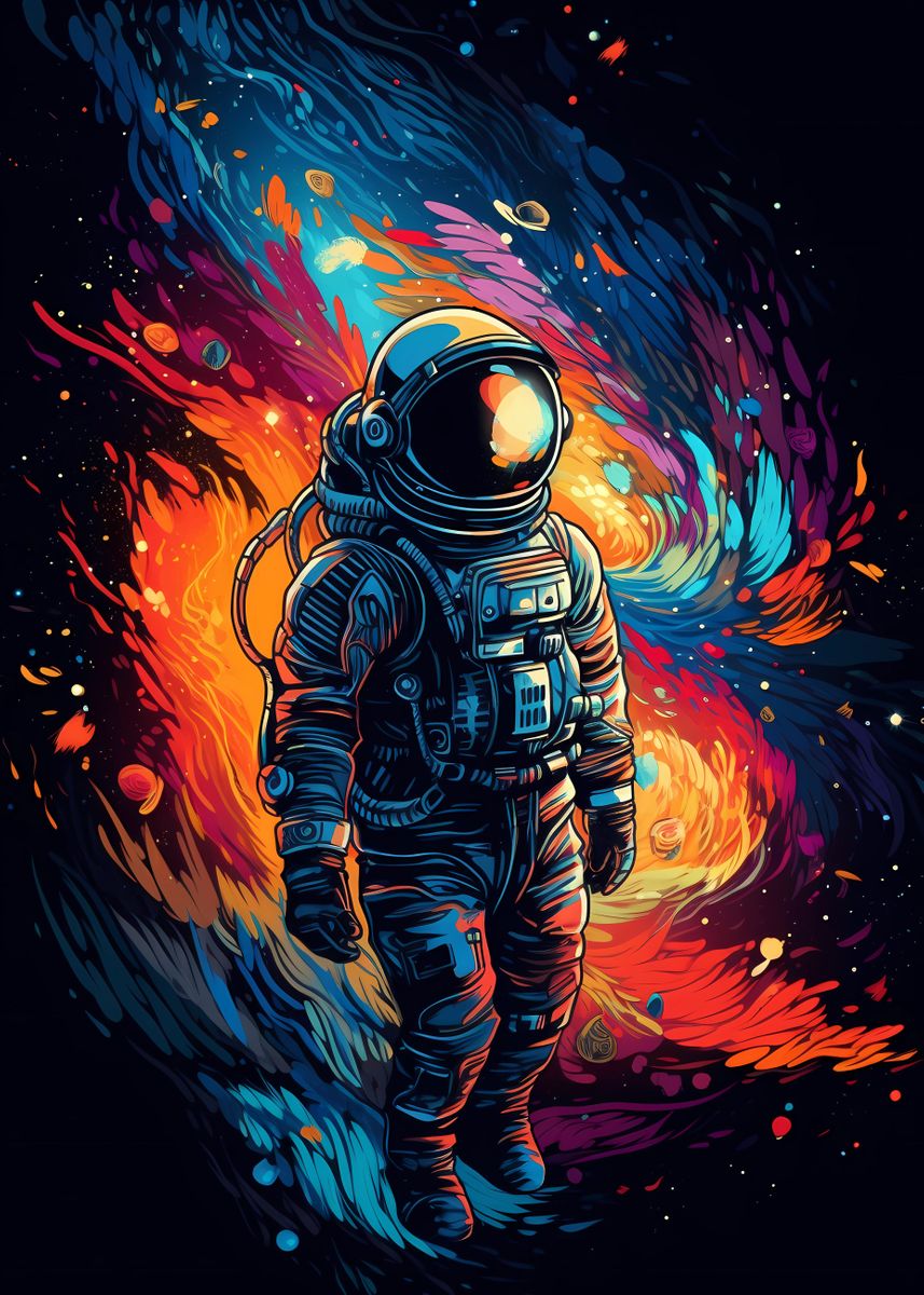 'Spacewalking Astronaut' Poster by WITS creative studio | Displate