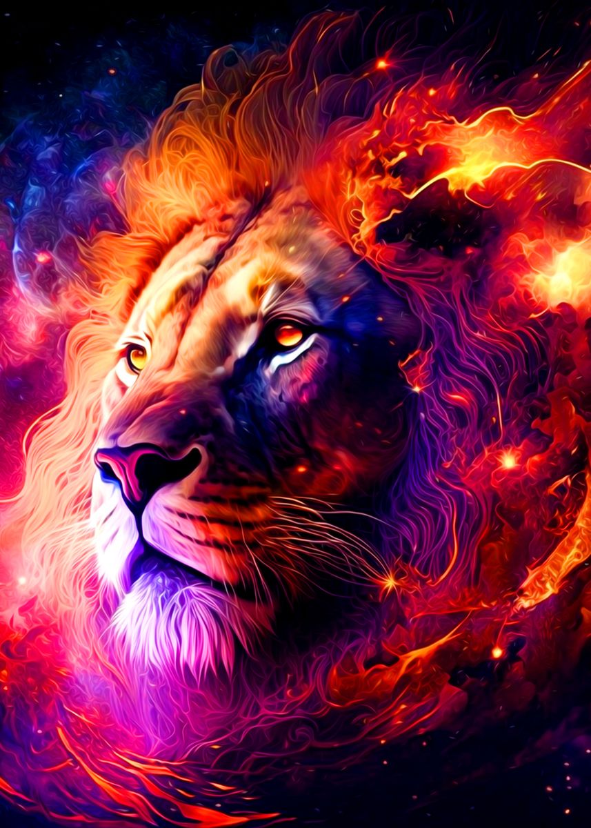 'Lion' Poster, picture, metal print, paint by Tiker Arts | Displate