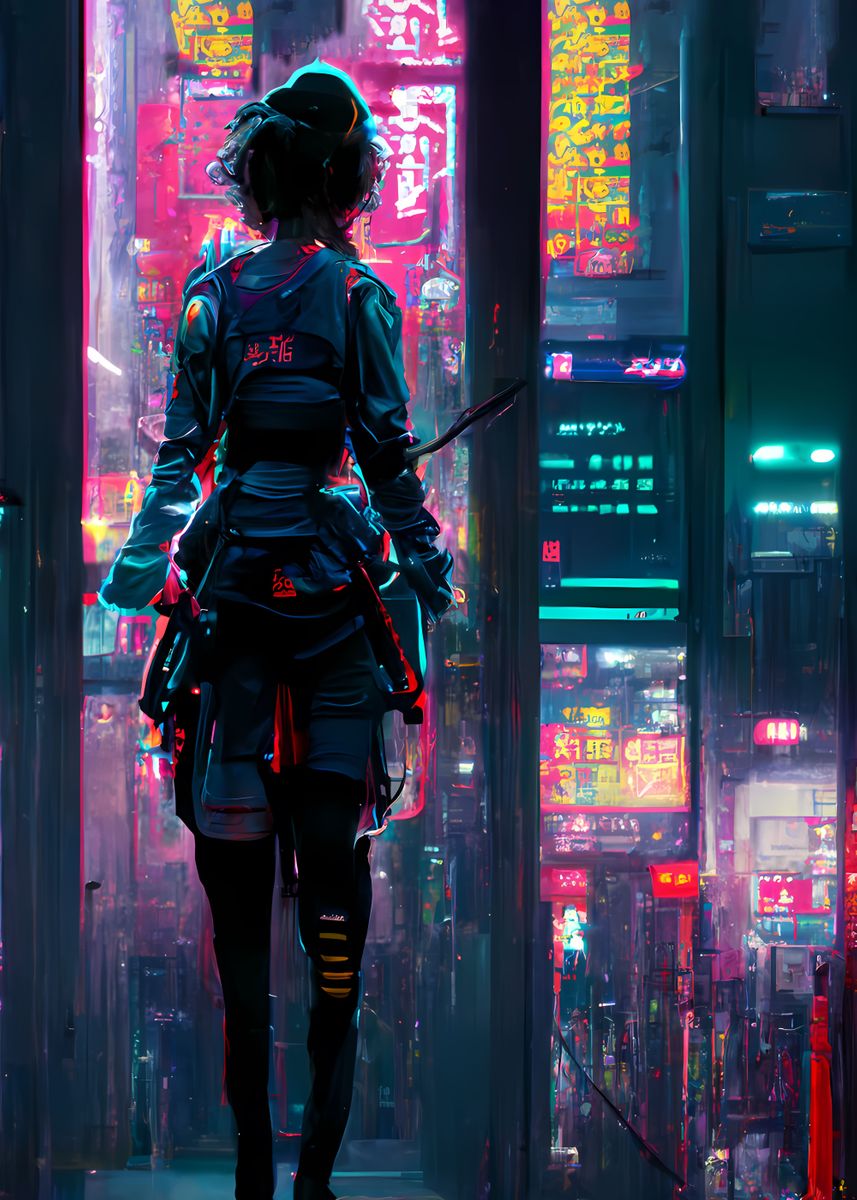 'Futuristic Neon City' Poster by Ansor Art Alum | Displate