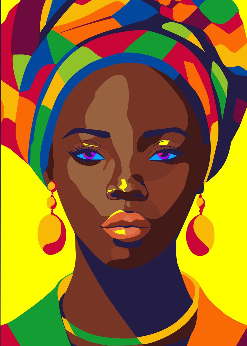 'girl african' Poster, picture, metal print, paint by Mshel Tyan | Displate