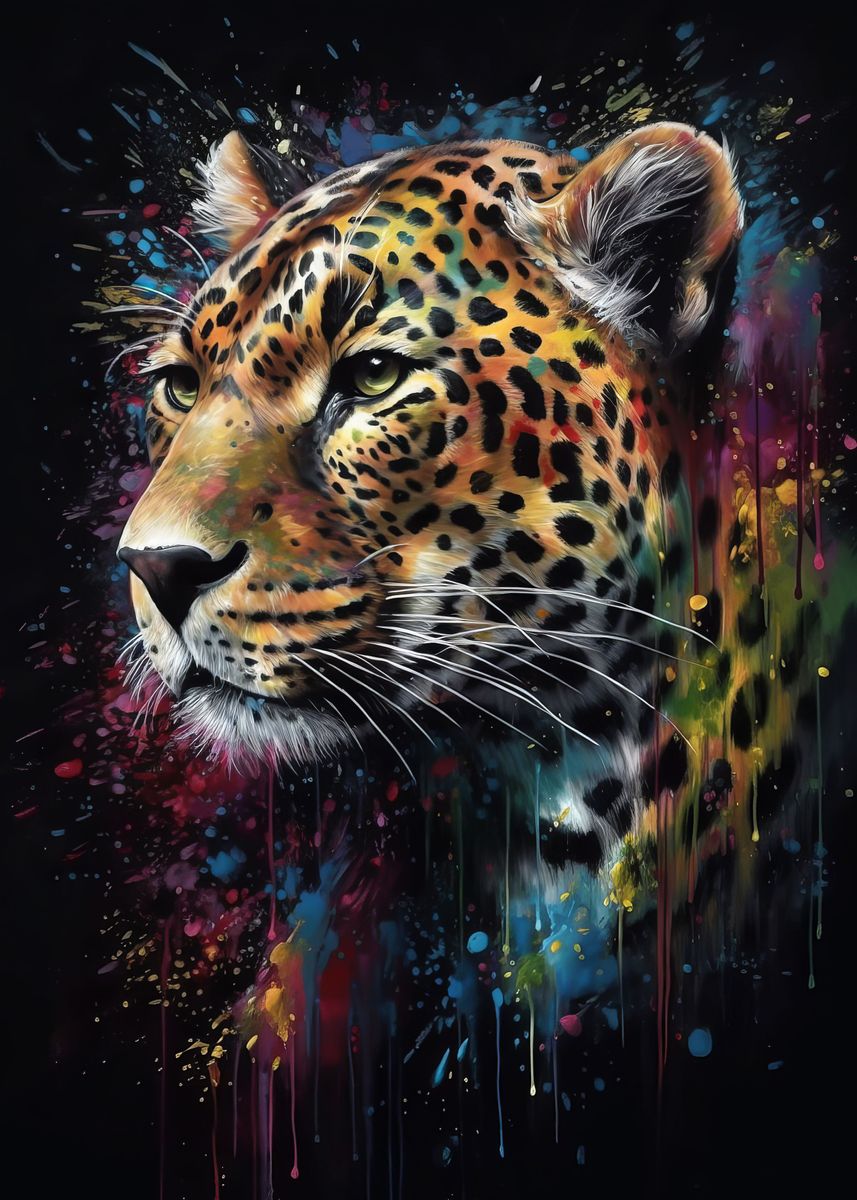 'Jaguar painting' Poster, picture, metal print, paint by Arnas Čemerka ...